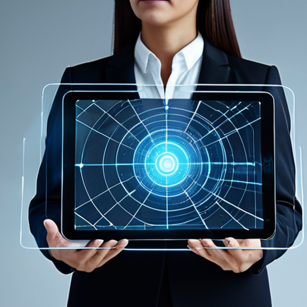 A professional, diverse individual, fully clothed in modest business attire, confidently interacting with a glowing, translucent digital interface. The subject is holding a tablet or looking at a holographic display, which shows secure data connections and abstract representations of decentralised networks, conveying personal control and empowerment. The background is a minimalist, futuristic digital space with clean, bright lighting. Perfect anatomy, correct proportions, natural pose, well-formed hands, proper finger count, natural body proportions. Professional studio photography, high-resolution, cinematic lighting, sharp focus. Safe for work, appropriate content, fully clothed, professional dress.