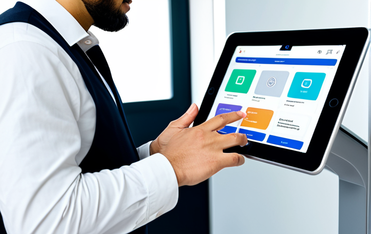 A diverse young professional, fully clothed in modest business casual attire, confidently interacting with a user-friendly digital interface on a tablet. The screen displays clear, intuitive icons and a simple onboarding flow for a decentralized digital identity wallet. The setting is a bright, modern co-working space, with soft natural light illuminating the scene. The subject has perfect anatomy, correct proportions, well-formed hands, and a natural pose, conveying ease and understanding. Professional photography, high quality, safe for work, appropriate content, fully clothed, family-friendly.