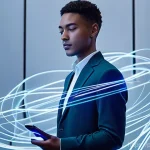 DID의 활성화를 위한 정부 정책 - **Prompt 1: Empowered Digital Sovereignty**
    A visually striking, medium shot of a young adult (2...