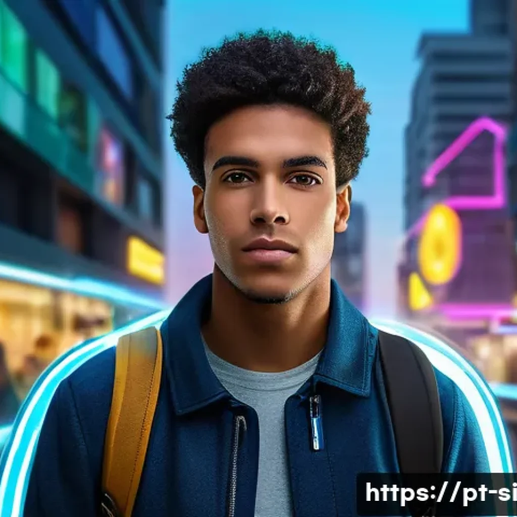 DID 생태계의 성장 가능성 - A confident and diverse Brazilian young adult, dressed in modern, smart casual attire, stands in a b...