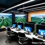 Home 21 분산신원증명 DID 구현을 위한 도구 - A futuristic corporate office in São Paulo, Brazil, showcasing a diverse team of professionals colla...