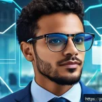 Home 19 DID와 개인정보 보호 기술의 진화 - A futuristic digital user interface showing a diverse Brazilian professional confidently controlling...
