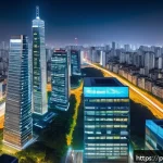 Home 18 DID 기술의 실제 사례 및 성공 전략 - A modern digital office environment in São Paulo, Brazil, showcasing professionals using decentraliz...
